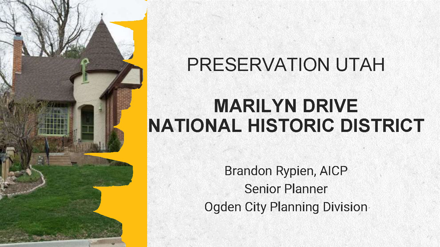 Cover of Marilyn Drive National Historic District Presentation by Brandon Rypien
