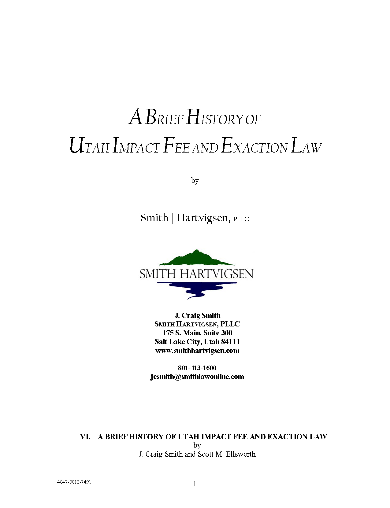 Cover of Utah Impact Fee and Exaction Law History in Utah by J. Craig Smith (2000)